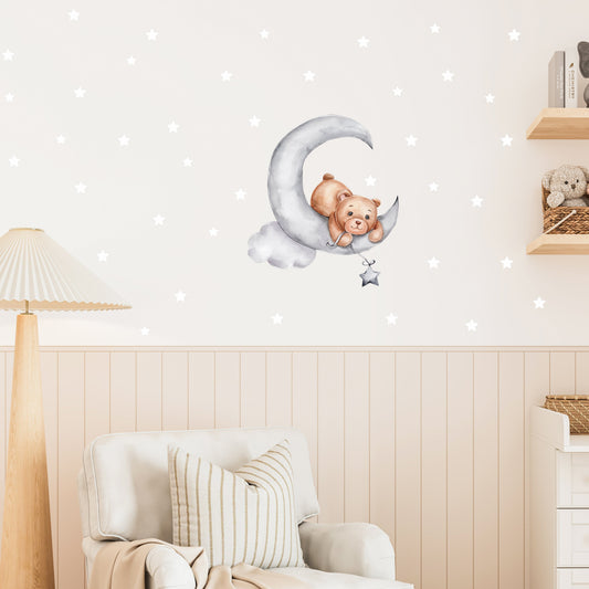 Sticker Teddy auf dem Mond